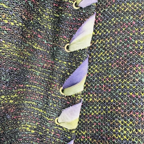 Steve Fabrikant Vintage Green Multi Knit Ribbon Long Sleeve Cardigan Sweater XL - Picture 7 of 9